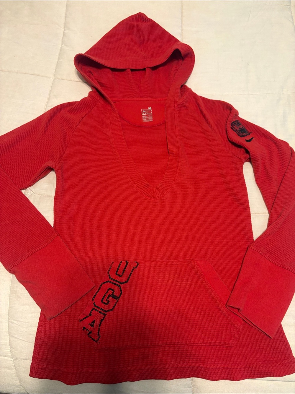 Nike UGA Red Hooded Waffle Knit Thermal